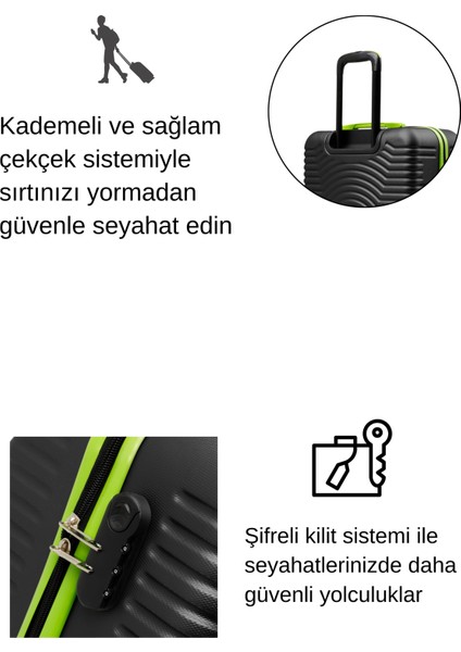 Büyük Boy Valiz 4x2 Teker Siyah 1169