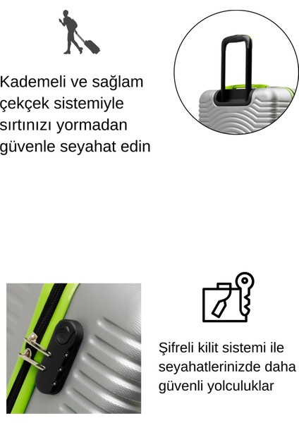 Büyük Boy Valiz 4x2 Teker Gri 1169