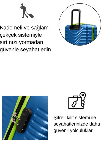 Orta Boy Valiz 4x2 Teker Mavi 1169 modelleri