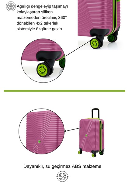 Kabin Boy Valiz 4x2 Teker Pembe 1169
