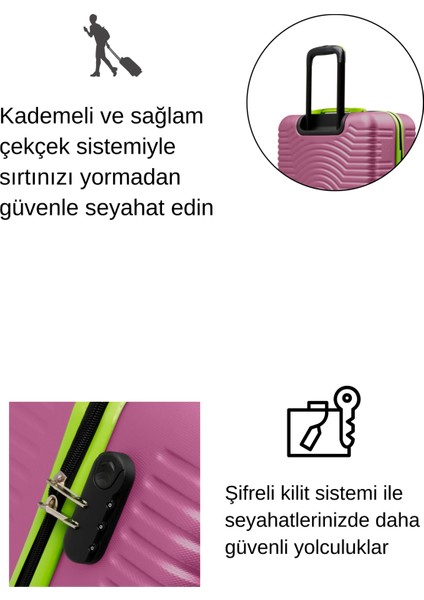 Kabin Boy Valiz 4x2 Teker Pembe 1169