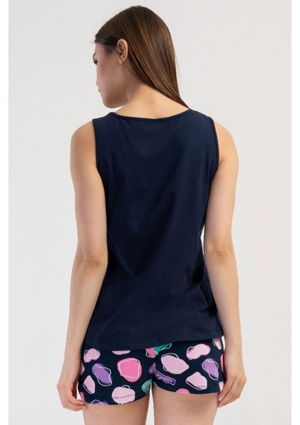 Kadın Kalın Askı Lacivert Şortlu Pijama Takım C2T5N2O804 fırsatları
