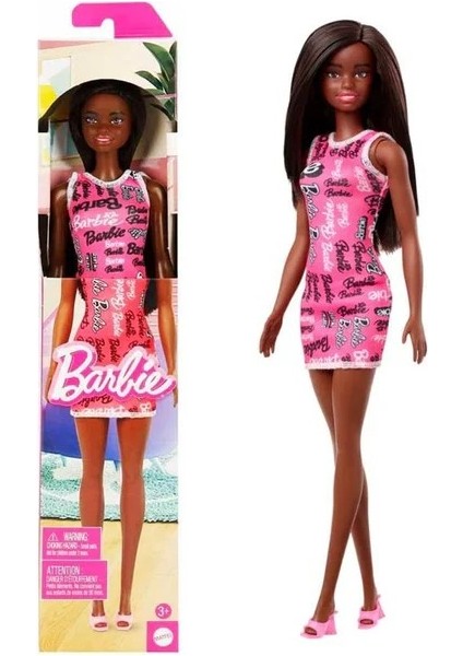 Siyahi Barbie Şık Pembe Barbie Elbiseli