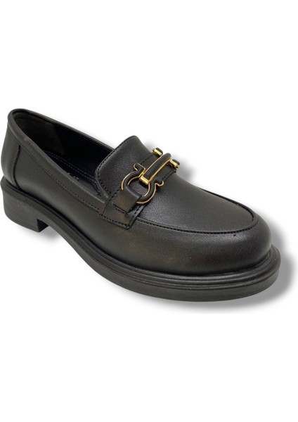 Fancy 129-25 Deri Anatomik Şerit Tokalı Loafer Kadın ayakkabı
