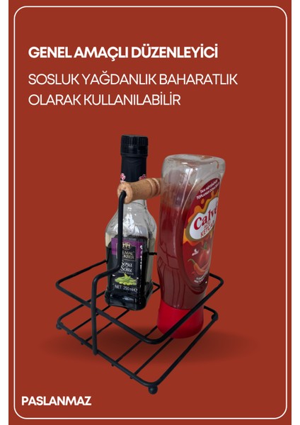 Çok Amaçlı Ahşap Kulplu Metal Stand Düzenleyici Organizer -Baharatlık- Sosluk-Makyaj Düzenleyici indirimleri