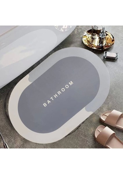 Sihirli Süper Su Emici Kaymaz Tabanlı Oval Paspas 40*60 cm (4887)