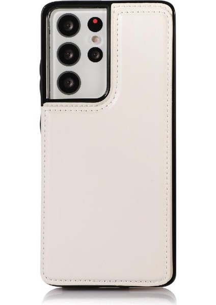 Kart ile Samsung Galaxy S21 Ultra Çift Manyetik Toka Için Cüzdan Kılıf (Yurt Dışından) modelleri