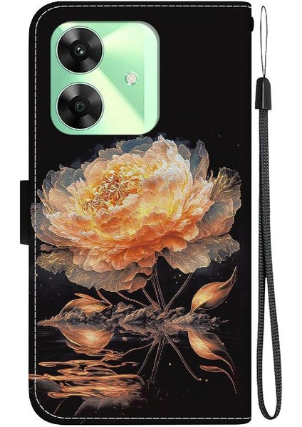 Realme C63 Manyetik Kapatma Cüzdan Kart Yuvaları Pu Deri Çiçek Için Kılıf (Yurt Dışından)