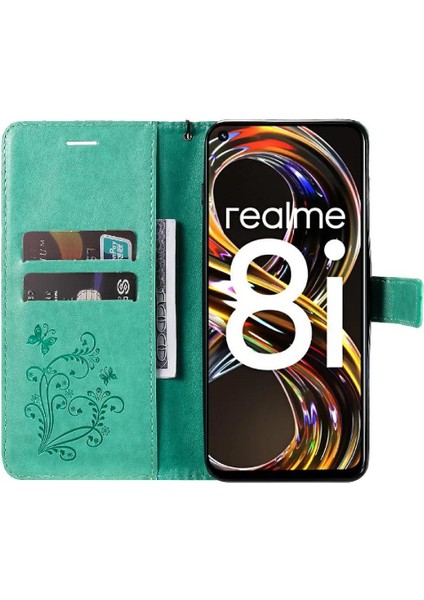 Kart Yuvası Standı Flip Kickstand ile Realme 8i Manyetik Kapak Için Flip Case (Yurt Dışından) modelleri