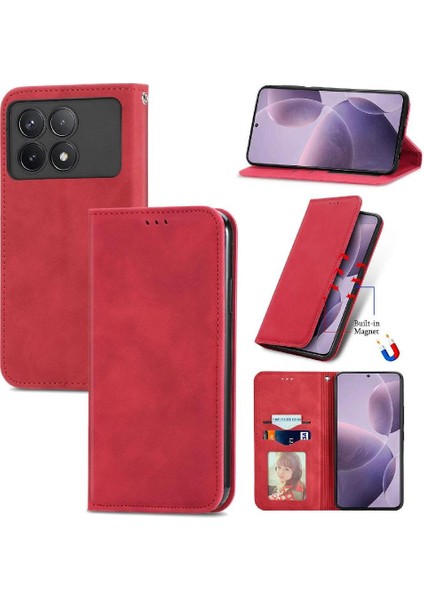 Xiaomi Poco F6 Pro Için Flip Case Deri Kılıf Cüzdan Basit Iş Çevirme (Yurt Dışından)