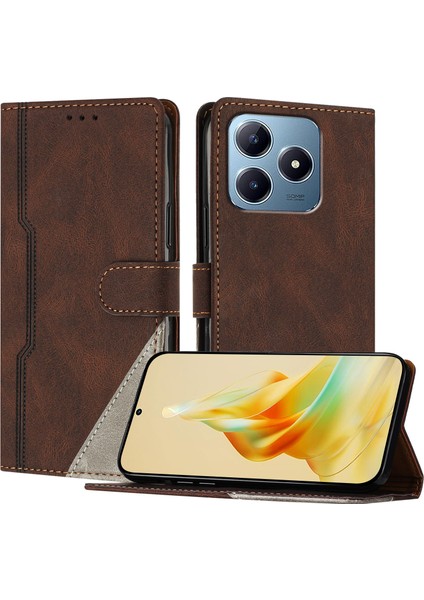 Realme C63 Cüzdan Kılıfı Pu Deri Kart Kılıfı ile Uyumludur El Standı Özelliği (Yurt Dışından)