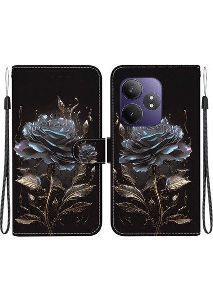 Realme Gt 6 Cüzdan Kelebek Çiçek Boyalı Kart Yuvaları Için Kılıf Manyetik (Yurt Dışından)
