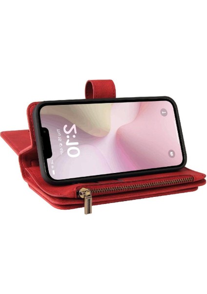 Kart Yuvası Standı Pu ile IPhone Se4 Fermuar Poket Için Cüzdan Telefon Kılıfı (Yurt Dışından)