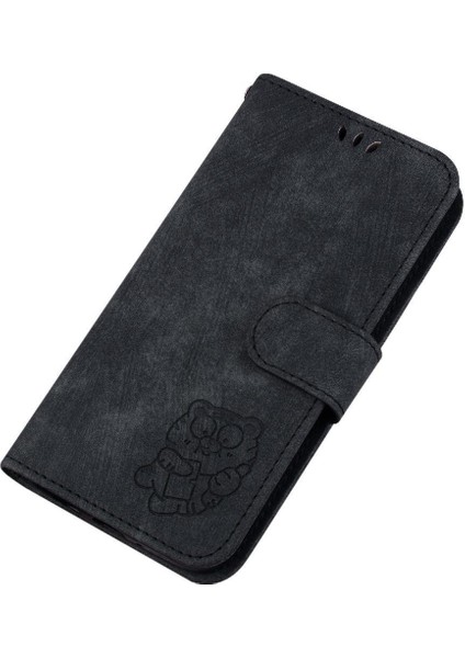 Xiaomi Poco F6 Pro Kart Cep Flip Folio Kabartmalı Sevimli Kaplan (Yurt Dışından)