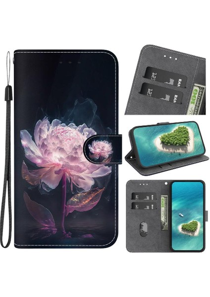 Realme Gt 6t Cüzdan Pu Deri Kelebek Çiçek Boyalı Manyetik Kılıf (Yurt Dışından)