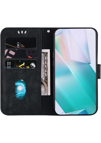 Infinix Not 40 Pro Artı Kabartmalı Sevimli Kaplan Flip Folio Kart Için Kılıf (Yurt Dışından)