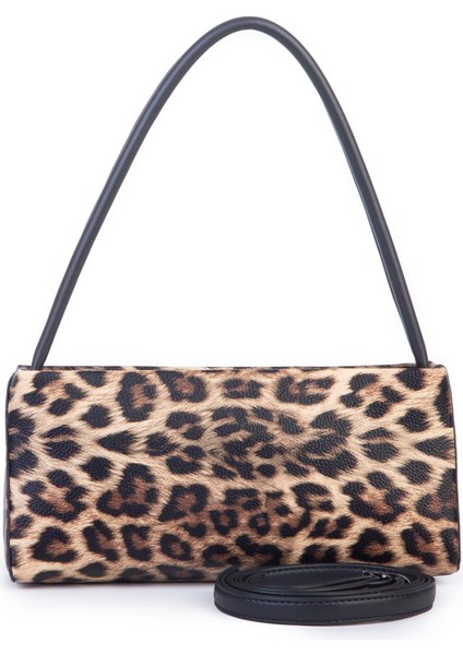 Kadın Basic Baget Omuz ve Çapraz Çanta Taba Leopar (27X12 cm )