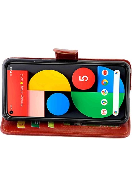 Google Piksel 5 Manyetik Kapatma Kart Tutucu Pu Deri Için Flip Case (Yurt Dışından)