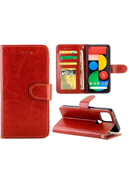 Google Piksel 5 Manyetik Kapatma Kart Tutucu Pu Deri Için Flip Case (Yurt Dışından)