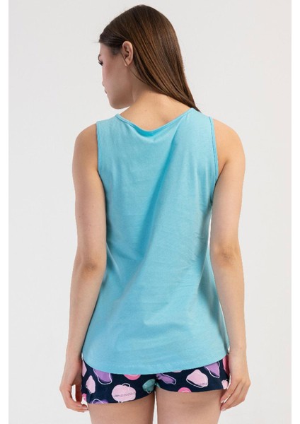 Kadın Kalın Askı Turkuaz Şortlu Pijama Takım C2T5N2O804 fırsatları