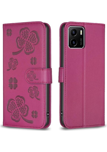 Vıvo Y15S Çok Renkli Yonca Çiçek Kart Yuvaları Tutucu Cüzdan Için Flip Case (Yurt Dışından)