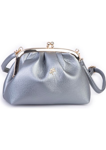 Mini Omuz ve Çapraz Vintage Burslu Çanta (23X15 Cm) Gümüş Victoria modelleri