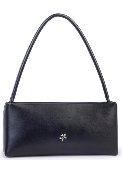 Kadın Basic Baget Omuz ve Çapraz Çanta Siyah Kımera (27X12 cm )