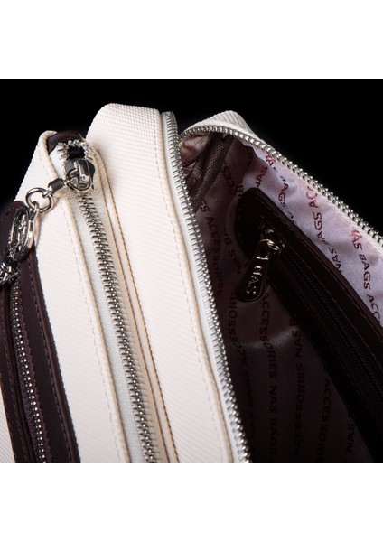 Günlük Çok Gözlü Çanta (En: 26 cm ; Boy:17 Cm) Krem Kahve Lacste fırsatları