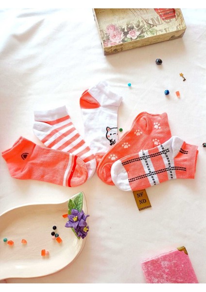 Çorap Burun Dikişsiz Pamuklu Kısa Konç Desenli Kadın Patik Çorabı 36-40 Tek Adet Beyaz Pembe indirimleri