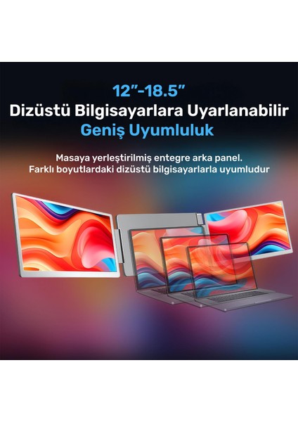 NPM11 16" Fhd 1200P IPS Type-C Taşınabilir 2'li Monitör Çoklayıcı Standlı Notebook Monitör
