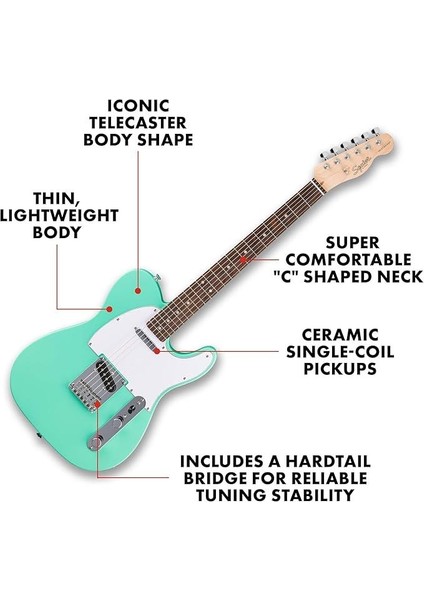 Squier Debut Telecaster Laurel Klavye Sea Foam Green Elektro Gitar