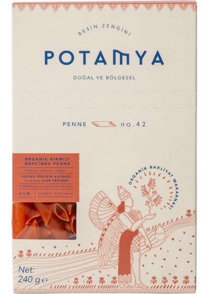 Organik Kırmızı Mercimek Penne 240 G