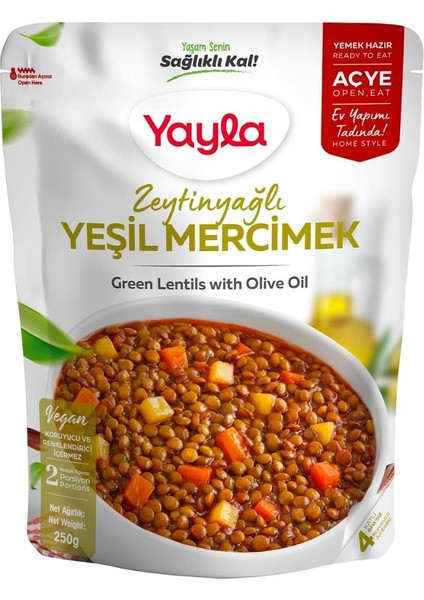 Yemek Hazır Zeytinyağlı Yeşil Mercimek 250 gr