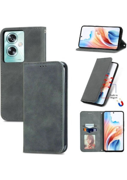 Oppo A2 5g Için Flip Case Deri Kılıf Darbeye Cüzdan Kapak Çevirin Basit (Yurt Dışından)