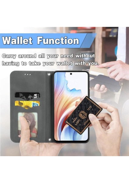 Oppo A2 5g Için Flip Case Deri Kılıf Darbeye Cüzdan Kapak Çevirin Basit (Yurt Dışından)