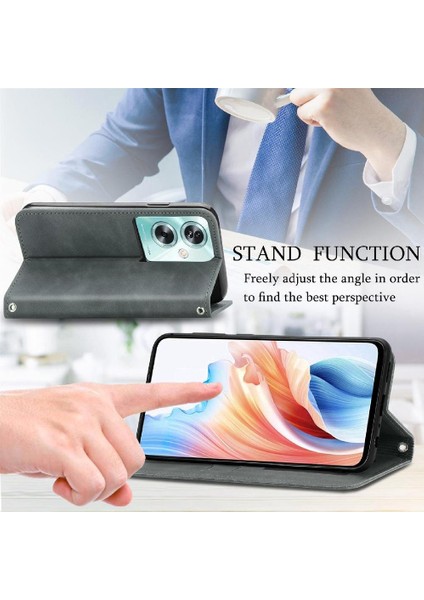 Oppo A2 5g Için Flip Case Deri Kılıf Darbeye Cüzdan Kapak Çevirin Basit (Yurt Dışından)