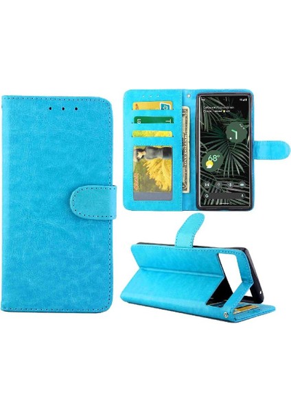 Google Piksel 6 Pro Kickstand Kart Tutucu Darbeye Pu Için Flip Case (Yurt Dışından)