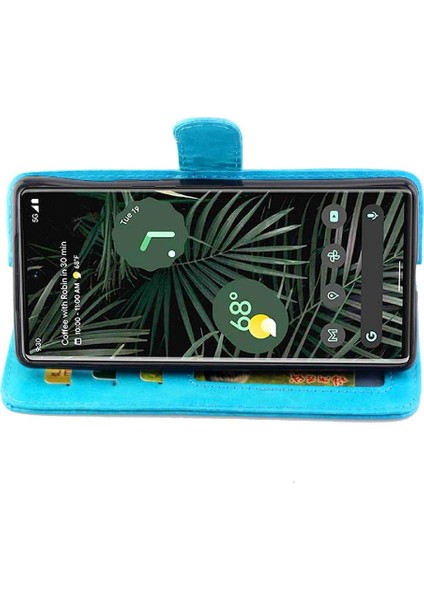 Google Piksel 6 Pro Kickstand Kart Tutucu Darbeye Pu Için Flip Case (Yurt Dışından)