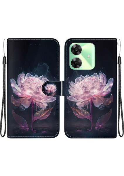 Realme C63 Manyetik Kapatma Cüzdan Kart Yuvaları Pu Deri Çiçek Için Kılıf (Yurt Dışından)