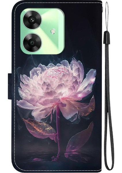 Realme C63 Manyetik Kapatma Cüzdan Kart Yuvaları Pu Deri Çiçek Için Kılıf (Yurt Dışından)