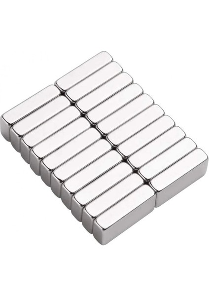 20 Adet 40 x 20 x 5 mm Neodyum Mıknatıs , Köşeli N35 Nikel Kaplamalı