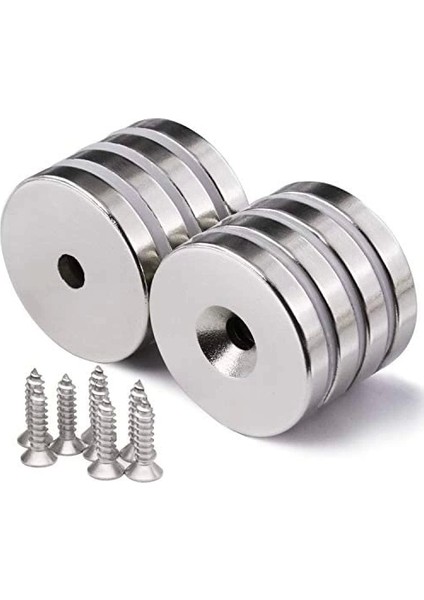25 x 10/5 x 5.5 mm Havşa Delikli Neodyum Mıknatıs - Güçlü N35 Nikel Kaplama Magnet