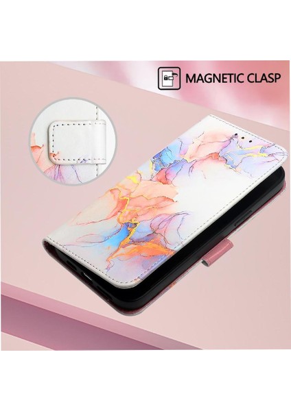Onur 9 Lite Mermer Desen Kickstand Pu Deri Cüzdan Için Kılıf (Yurt Dışından)