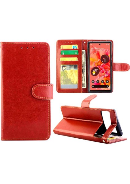 Google Piksel 6 Kart Tutucu Kickstand Pu Deri Manyetik Için Flip Case (Yurt Dışından)