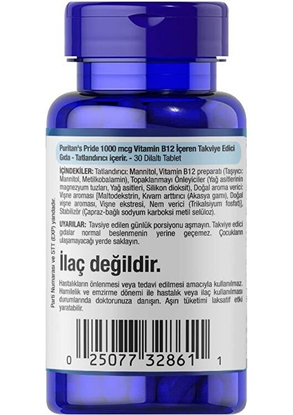 Vitamin B12 1000 Mcg 30 Tablet