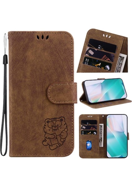 Infinix Not 40 Pro Artı Kabartmalı Sevimli Kaplan Flip Folio Kart Için Kılıf (Yurt Dışından)