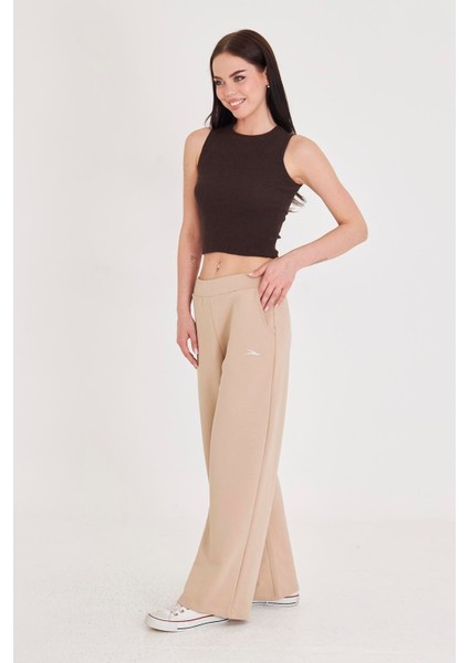 Kadın Geniş Paça Pamuklu Eşofman Altı Bej 5609-B fiyatları