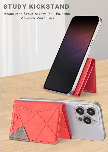 iPhone 16/15/14/13/12 Serisi Için 6 Kart Yuvası ve Destek Standı Fonksiyonlu Manyetik Deri Kart Tutucu (Yurt Dışından) modelleri