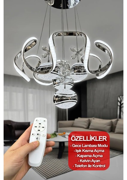 Eliza 4 Top Modern Salon - Oturma Odası (Işık Gücü Yüksek) LED Avize