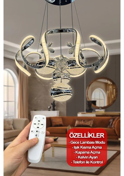 Eliza 4 Top Modern Salon - Oturma Odası (Işık Gücü Yüksek) LED Avize fırsatları